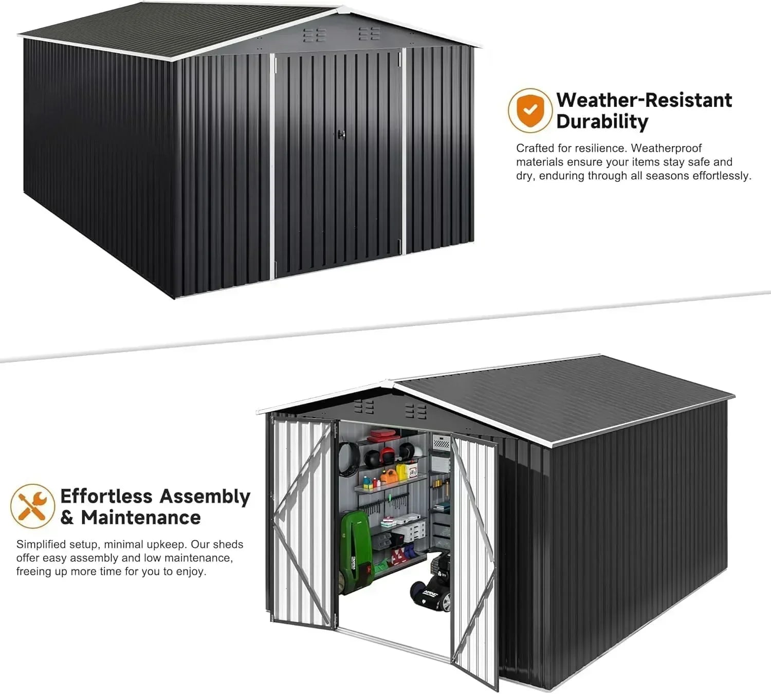 polar aurora 8x12 ft outdoor storage shed metal garden shed frame structure tool sheds