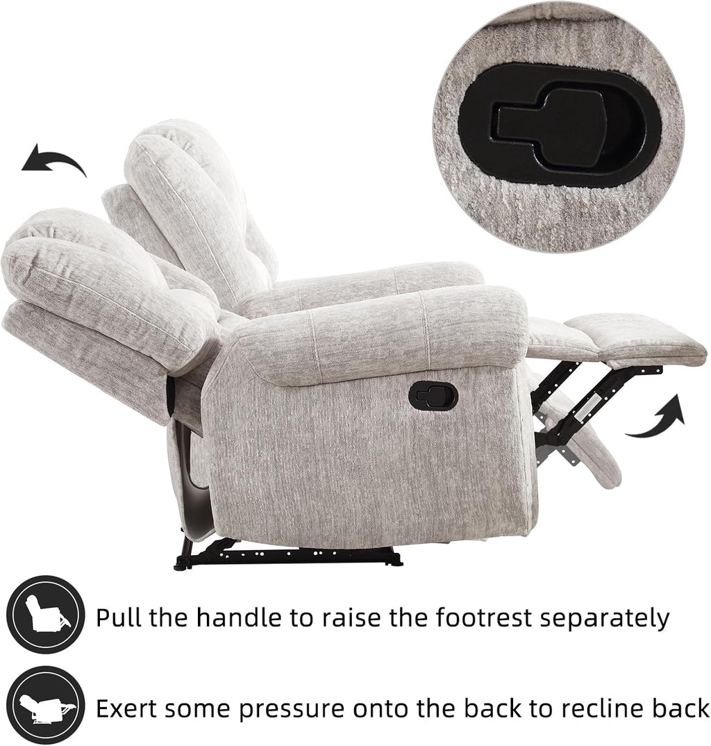 Leather recliner classic traditional manual recliner single sofa for living room