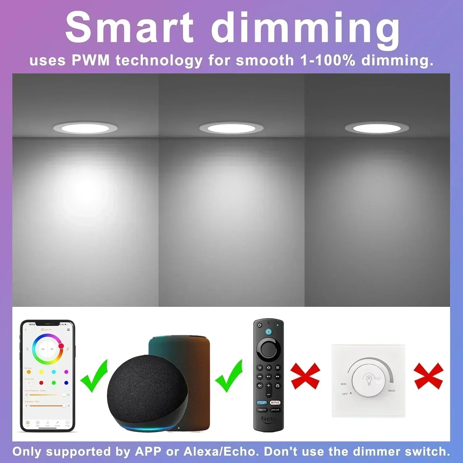 Smart Recessed Lighting 4 RGBCW Color Changing 12W LED Downlight with Junction Box