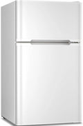 Antarctic Star Compact Mini Refrigerator Separate Freezer, Small Fridge Double 2-Door Adjustable Removable Retro Stainless Steel Shelves Living room/Kitchen/Dorm/Office 3.2 cu ft.Green
