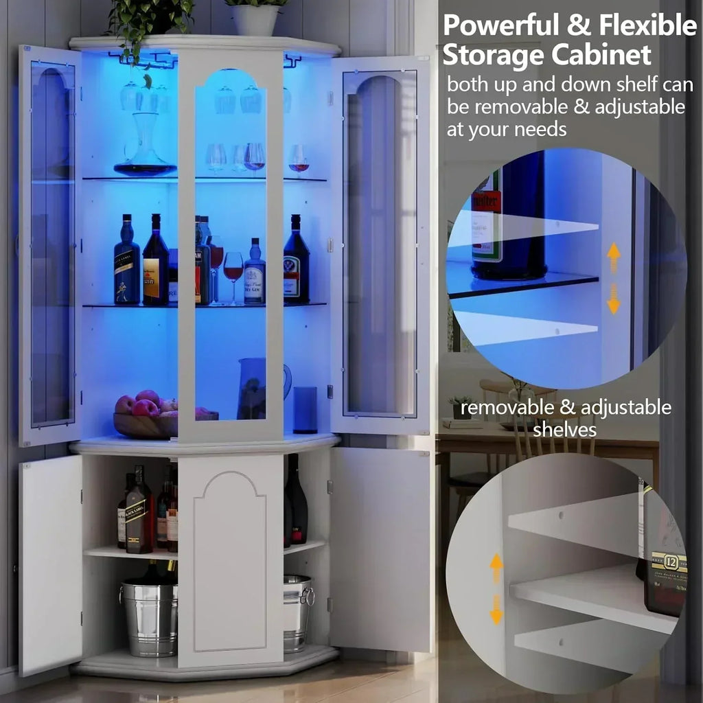 Corner wine cabinet with LED lights tall modern wine cabinet home bar wine storage cabinet