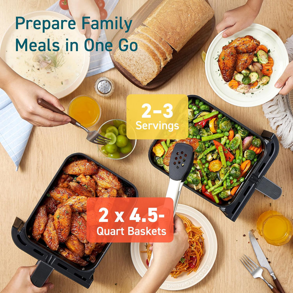 COSORI Dual Air Fryer 9Qt 10-in-1for Easy Cooking Dishwasher Safe