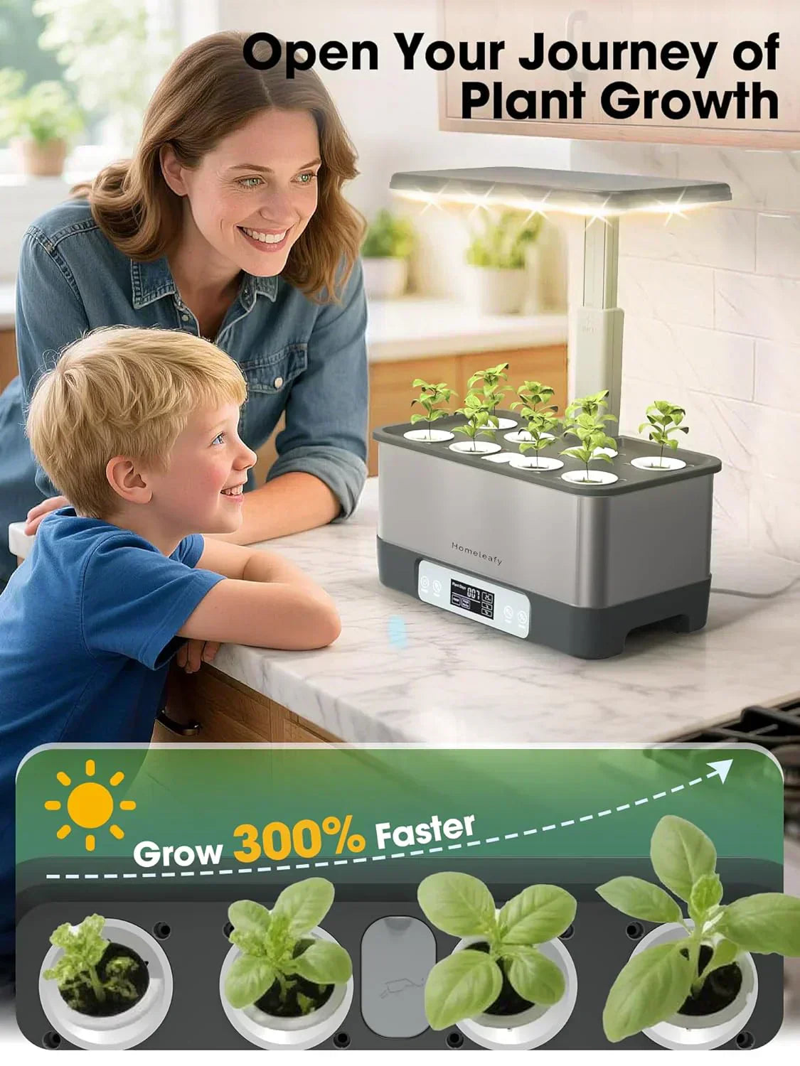 Hydroponic Grow System Kit 8 Smart Indoor Herb Gardens with WiFi App Control Seed Pod Kit