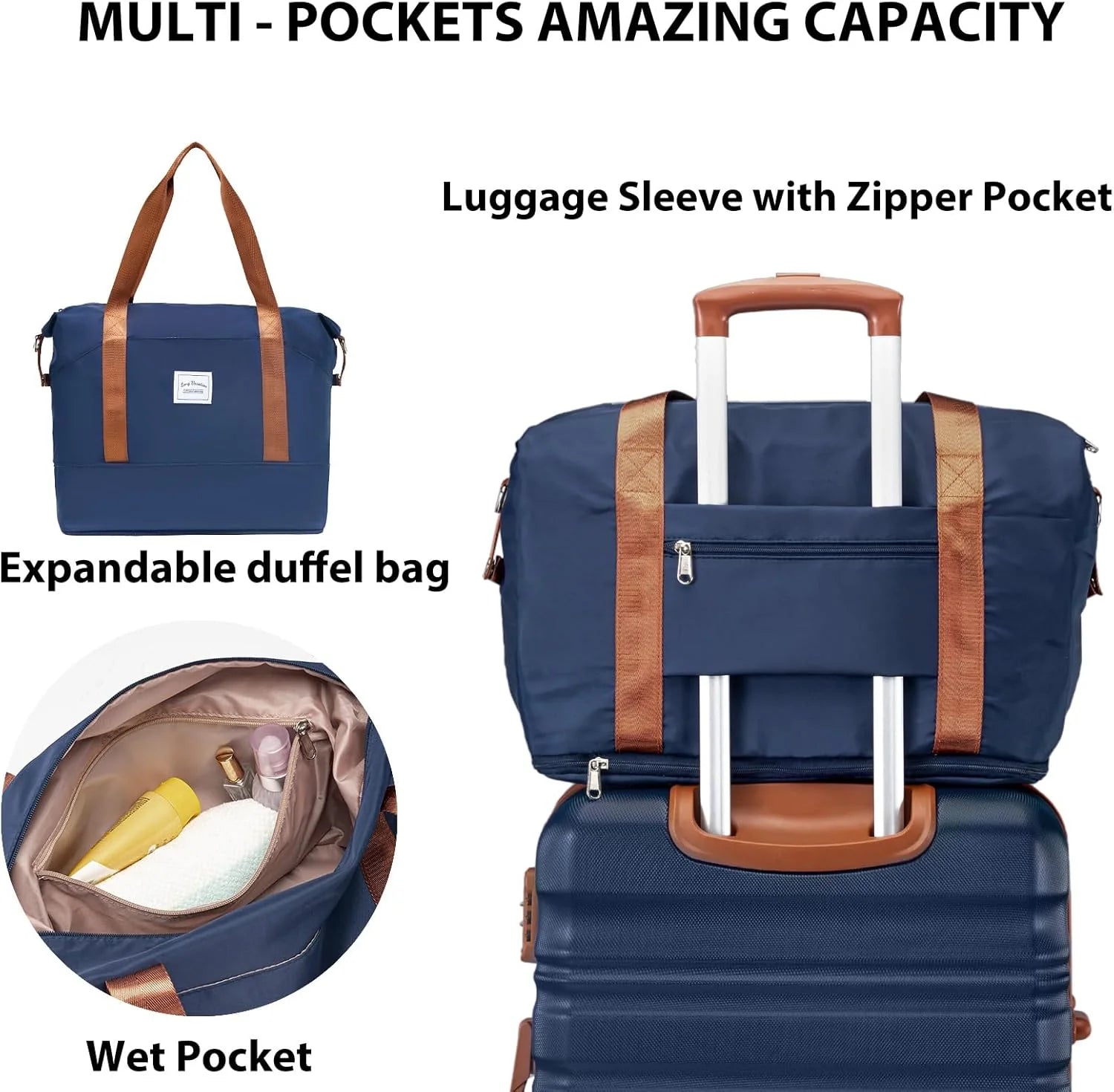 LONG VACATION 6 Piece Luggage Set Carry on Suitcase with ABS+PC hardshell, Spinner Wheels & YKK Zipper TSA Lock