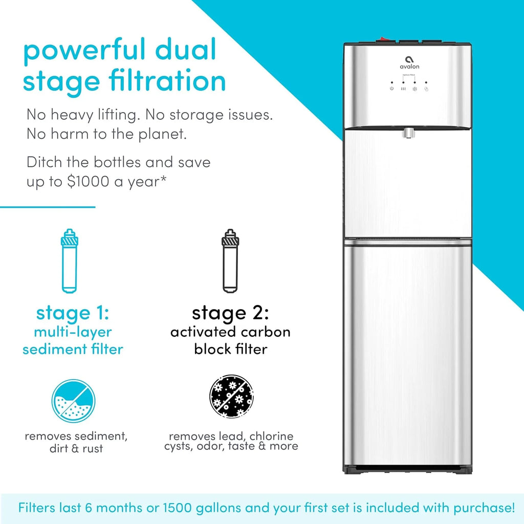 Avalon A3F Bottom Loading Water Cooler Dispenser with BioGuard-3 Temperature Settings-UL-Filtered