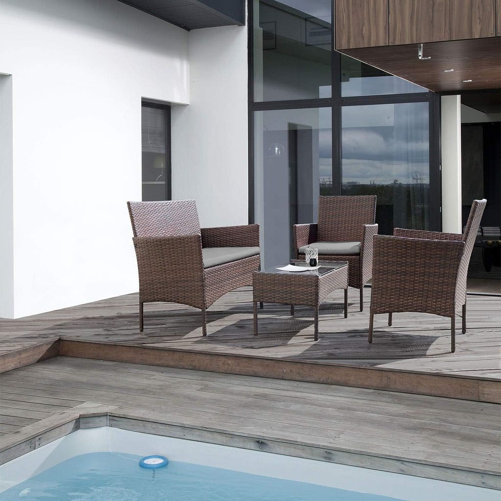 Homall 4-piece outdoor patio furniture set rattan chair wicker set