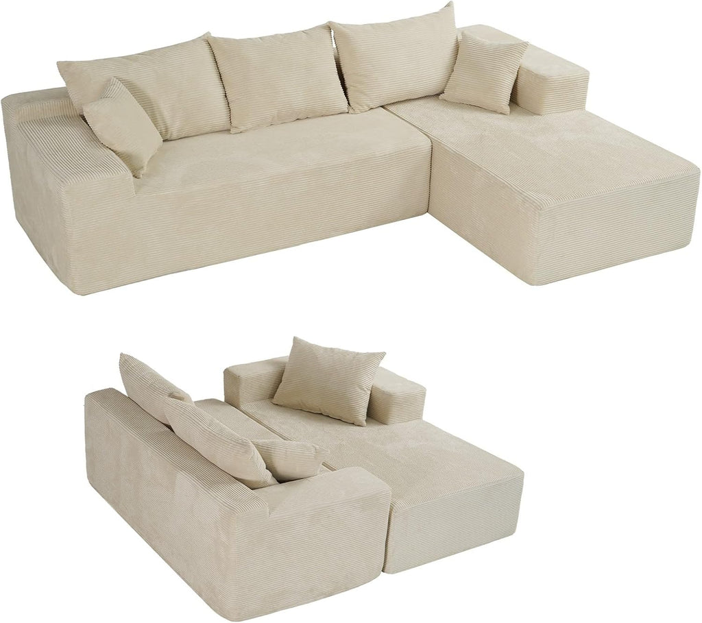 Cloud sofa with L-shaped lounge chair modern modular sofa with deep seats
