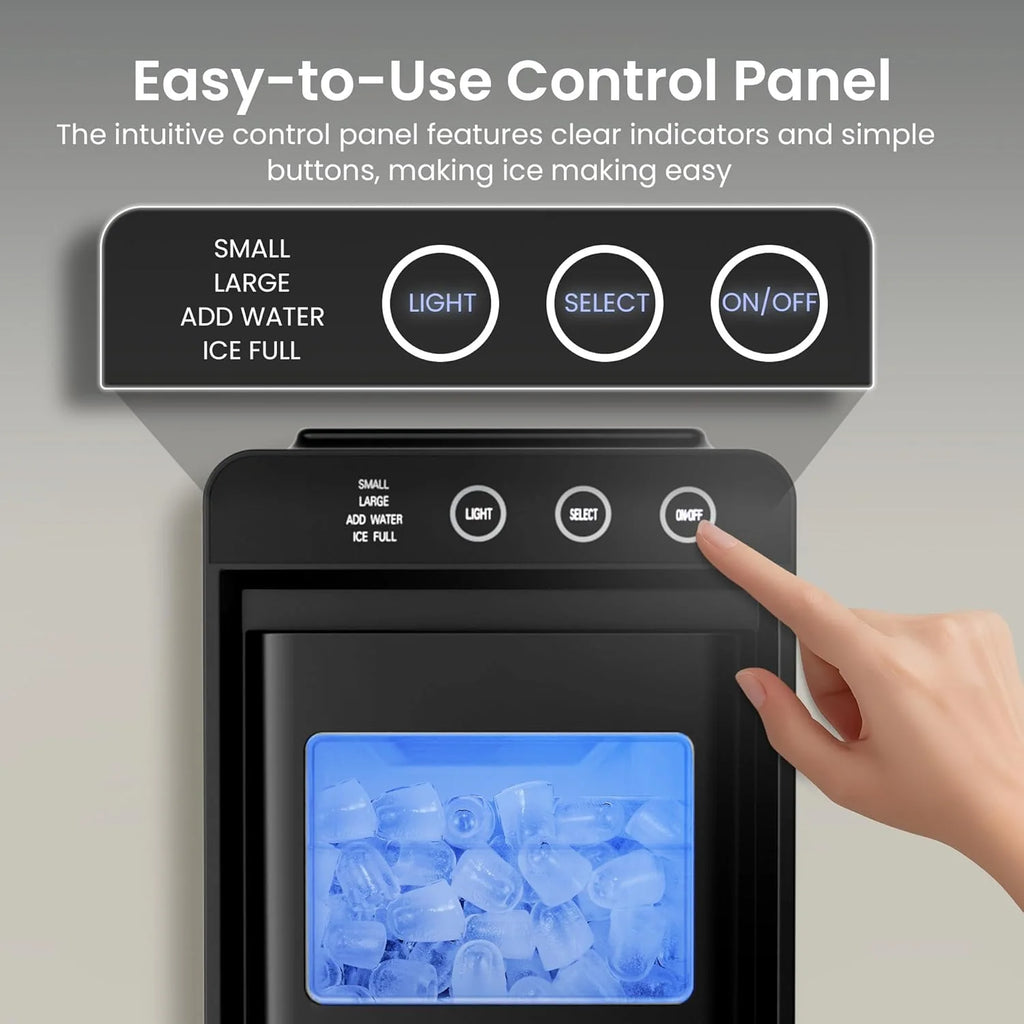 Kismile Ice Makers Countertop,26lbs in 24Hrs, Portable Ice Maker Machine with Self-Cleaning Function,Selectable Ice Size & Internal Lighting Desigh for Home/Kitchen/Bar