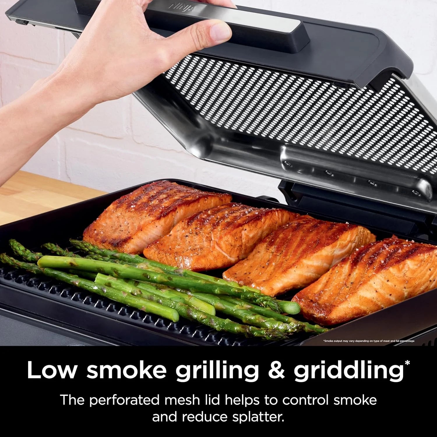 Ninja Griddle and Indoor Grill, 14��? Electric Grill, For Steak, Burgers, Salmon, Veggies, and More, Pancake Griddle, Nonstick, Dishwasher Safe, 500F, Even Cooking, Silver, GR101