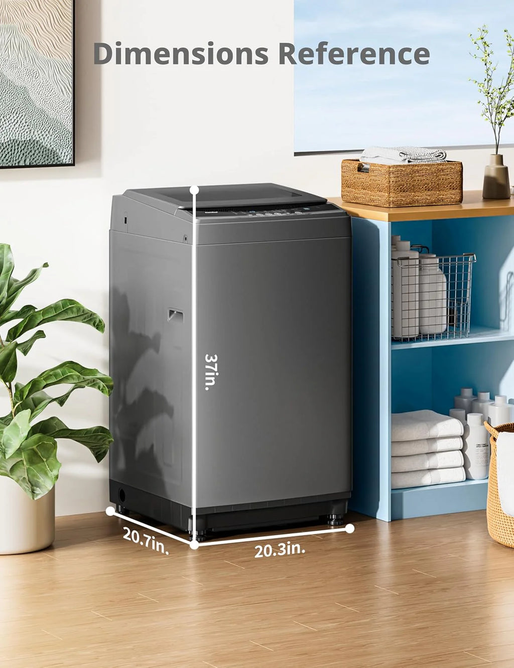 Comfee Portable Washing Machine, 0.9 cu.ft Compact Washer With LED Display, 5 Wash Cycles, 2 Built-in Rollers, Space Saving Full-Automatic Washer