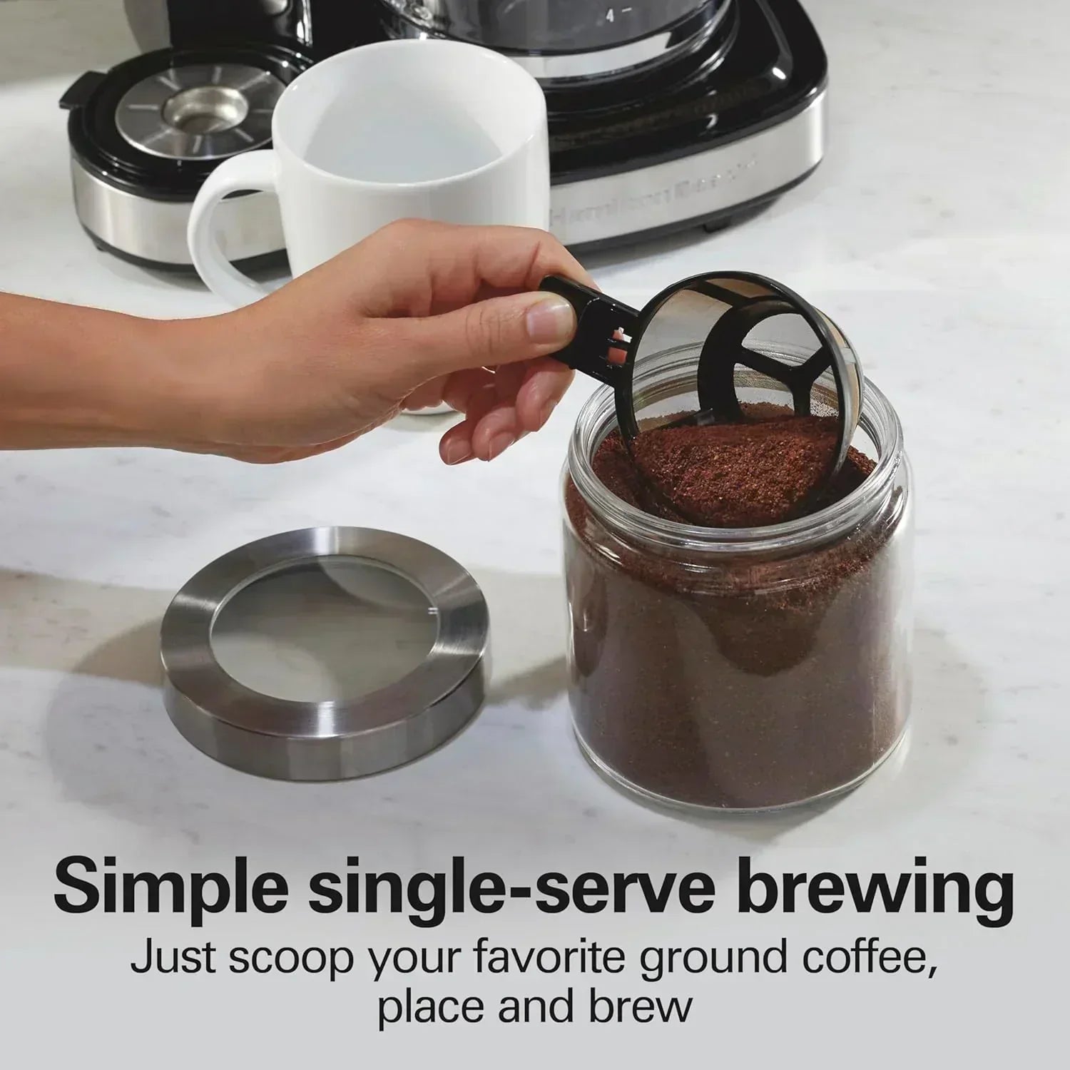 Hamilton Beach 2-Way 12 Cup Programmable Drip Coffee Maker Single Serve Machine Glass Carafe