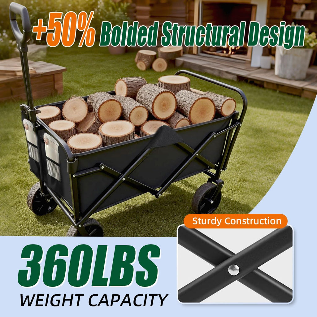 Foldable 4-wheel cart foldable 37 inches long 480 lb capacity heavy-duty beach cart