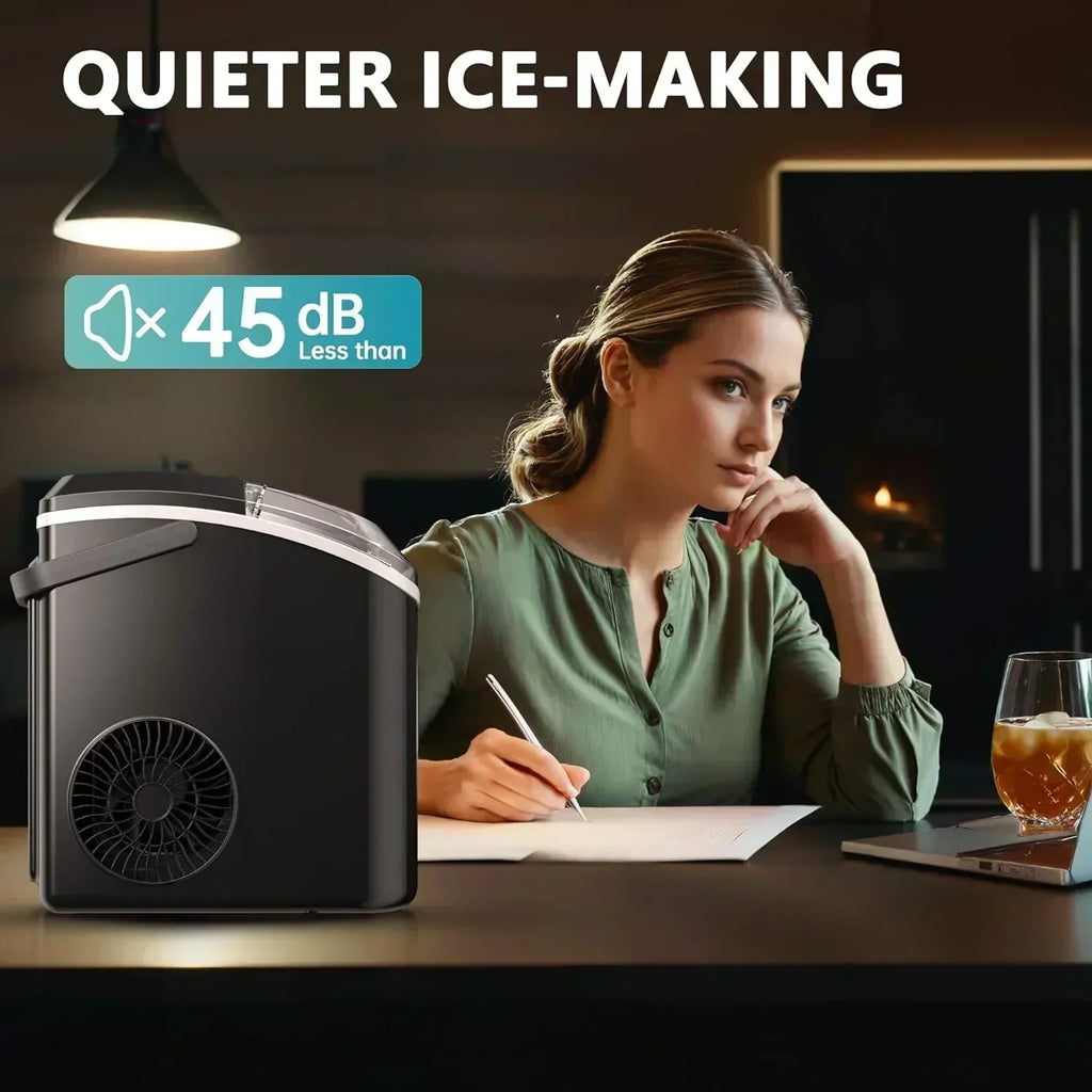 EUHOMY Nugget Ice Maker Countertop with Handle Ready 34lbs Per Day Removable Top Cover
