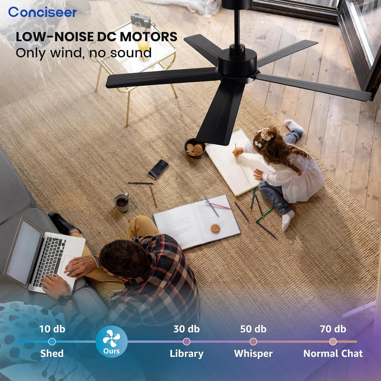 Modern ceiling fan 72 inch bedroom living room library cafe outdoor/industrial