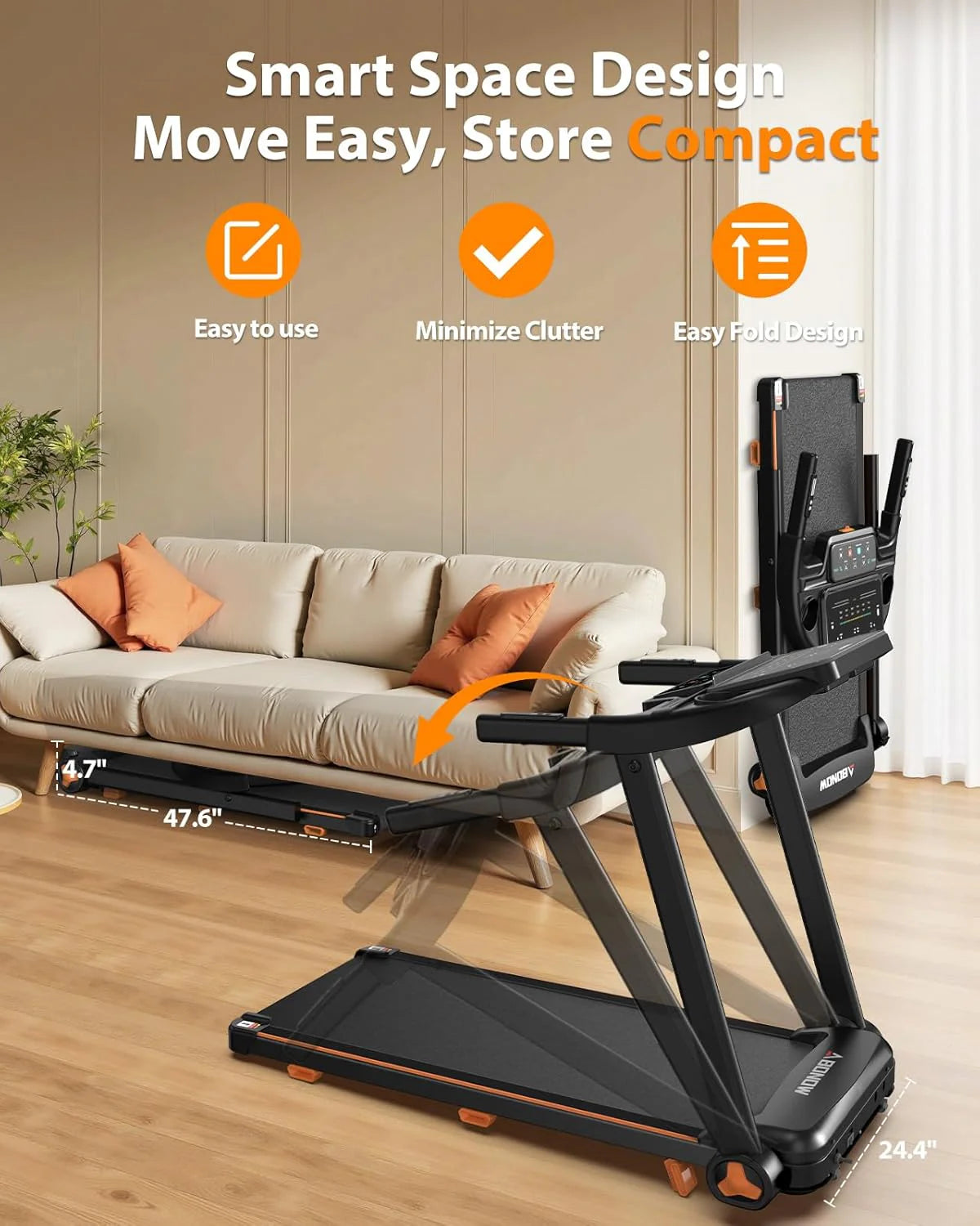 Foldable Treadmill for Home with Incline Extra Large Dual LED Screen Home Office Treadmills