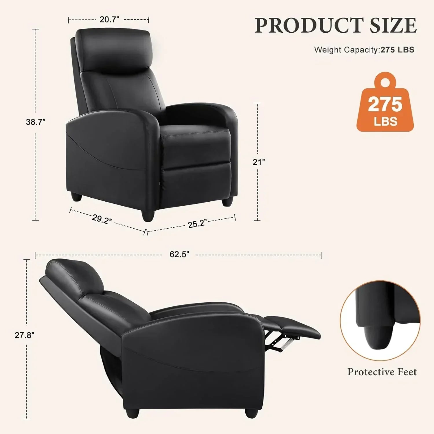 Adult massage recliner adjustable home theater seat modern fabric recliner