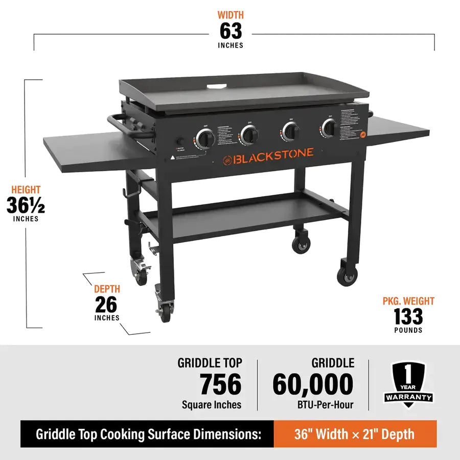 Blackstone 4-Burner 36 Griddle Cooking Station with Side Shelves