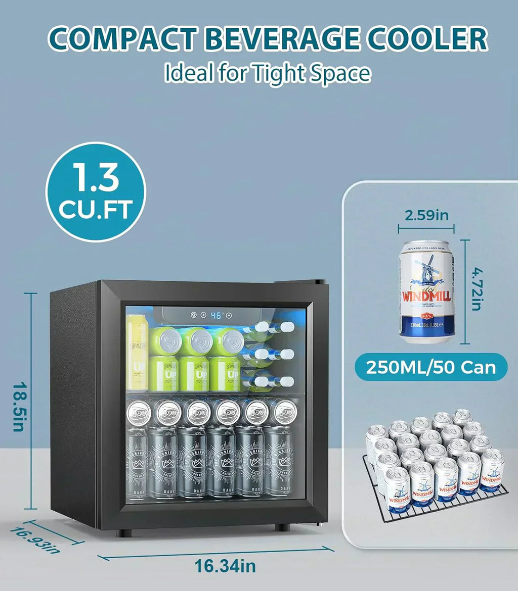 Mini Fridge 130 Can Beverage Refrigerator Cooler Drink Fridge Adjustable Temperature Control