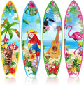 Blulu 4 Pcs Surfboard Wall Decor Surfboard Wall Hanging Sign Wooden Beach Decoration Summer Theme Decor Hawaiian Luau Party Decoration for Home Bar Aloha Tropical Birthday Party(Tiki)