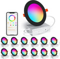 Smart Recessed Lighting 4 RGBCW Color Changing 12W LED Downlight with Junction Box