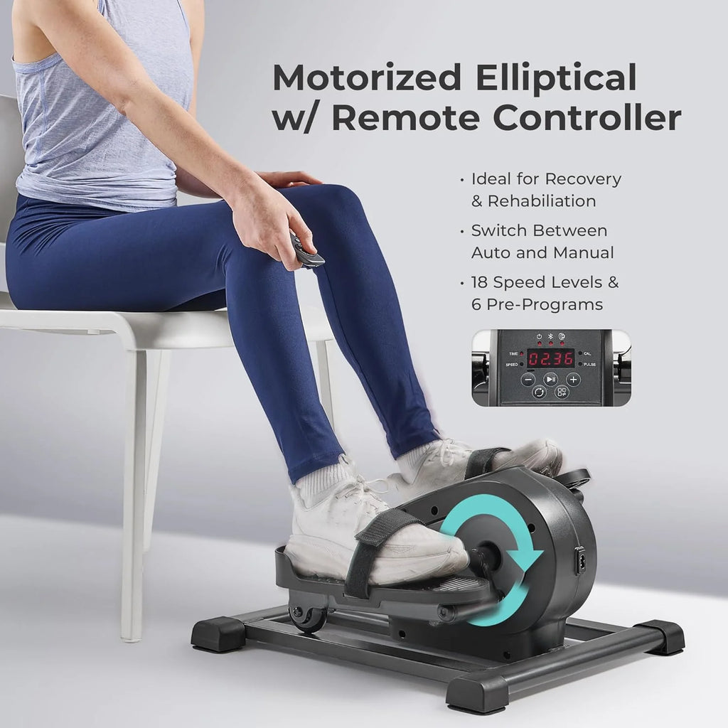 Sunny Health & Fitness Smart Mini Elliptical Trainer Indoor Under-Desk Pedal Exerciser for Seniors
