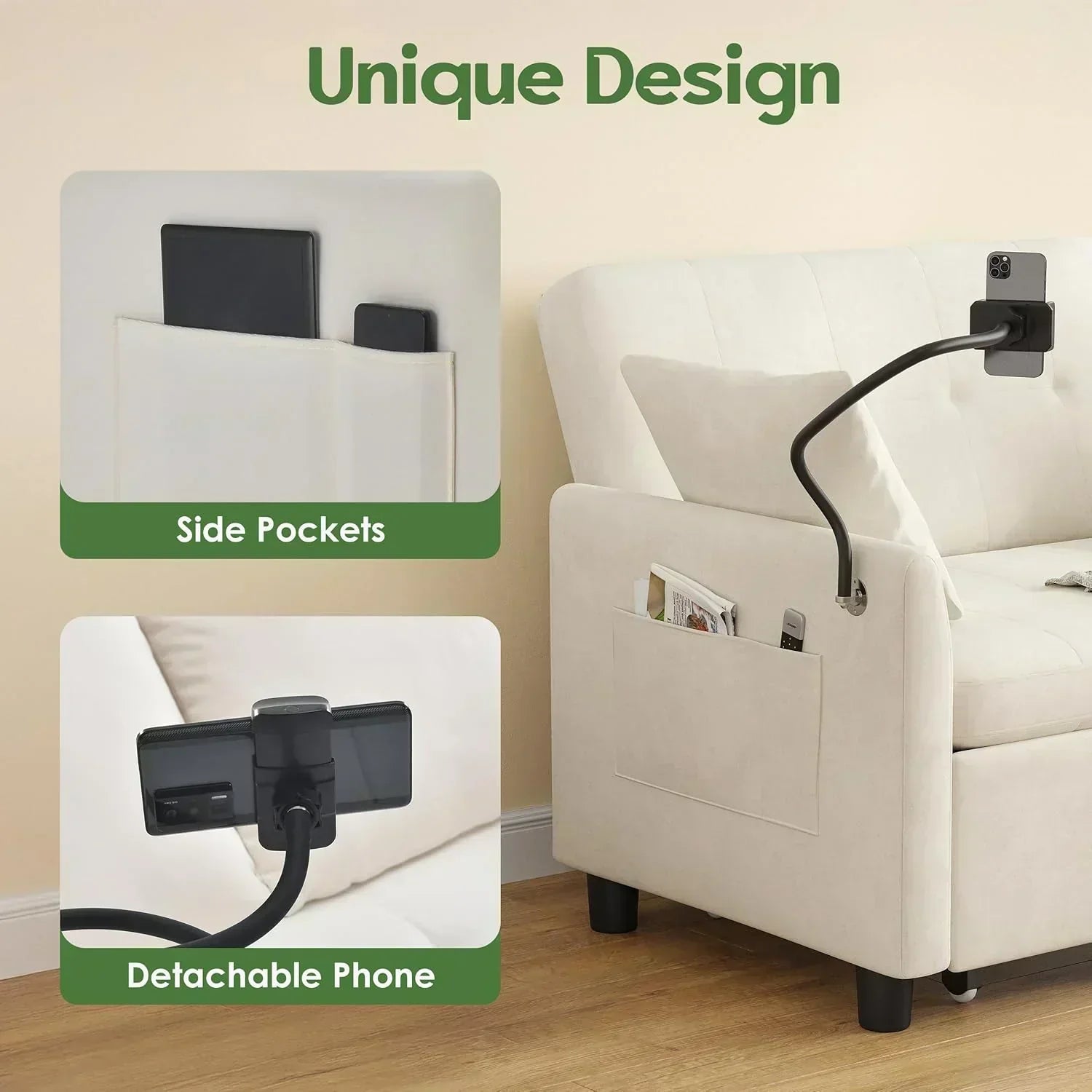 Sleeper Sofa Bed 3 in 1 Convertible Sleeper Couch Bed Pull Out Small Loveseat Sofa
