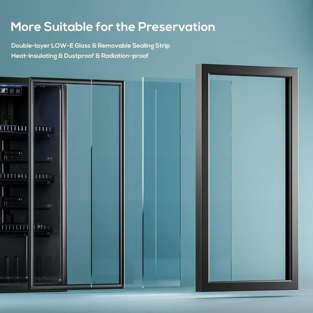 Beverage Refrigerator Cooler-120 Cans Freestanding Mini Fridge Cooler with Glass Door