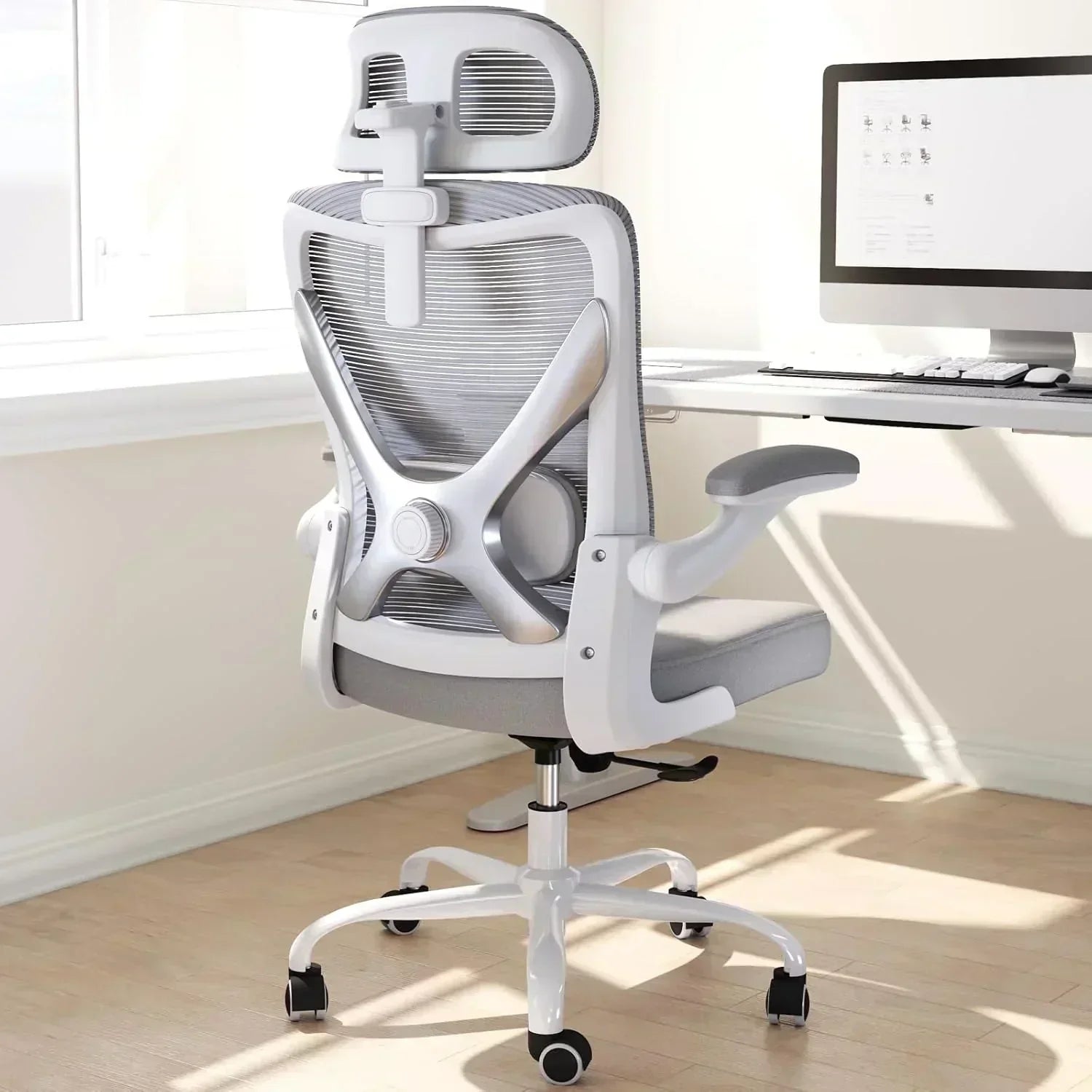 Office computer desk and chair gaming chair with lumbar support and headrest