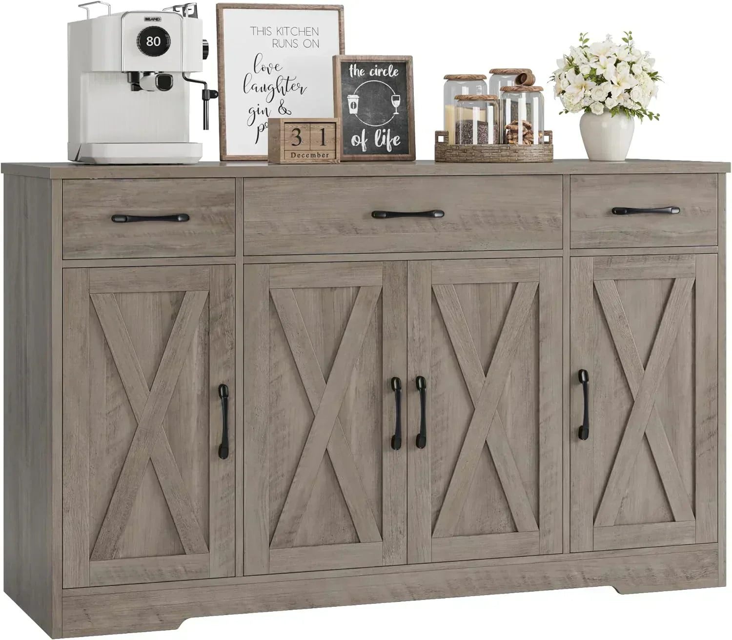 Sideboard with drawers large 55-inch sideboard modern farmhouse wood kitchen dining table
