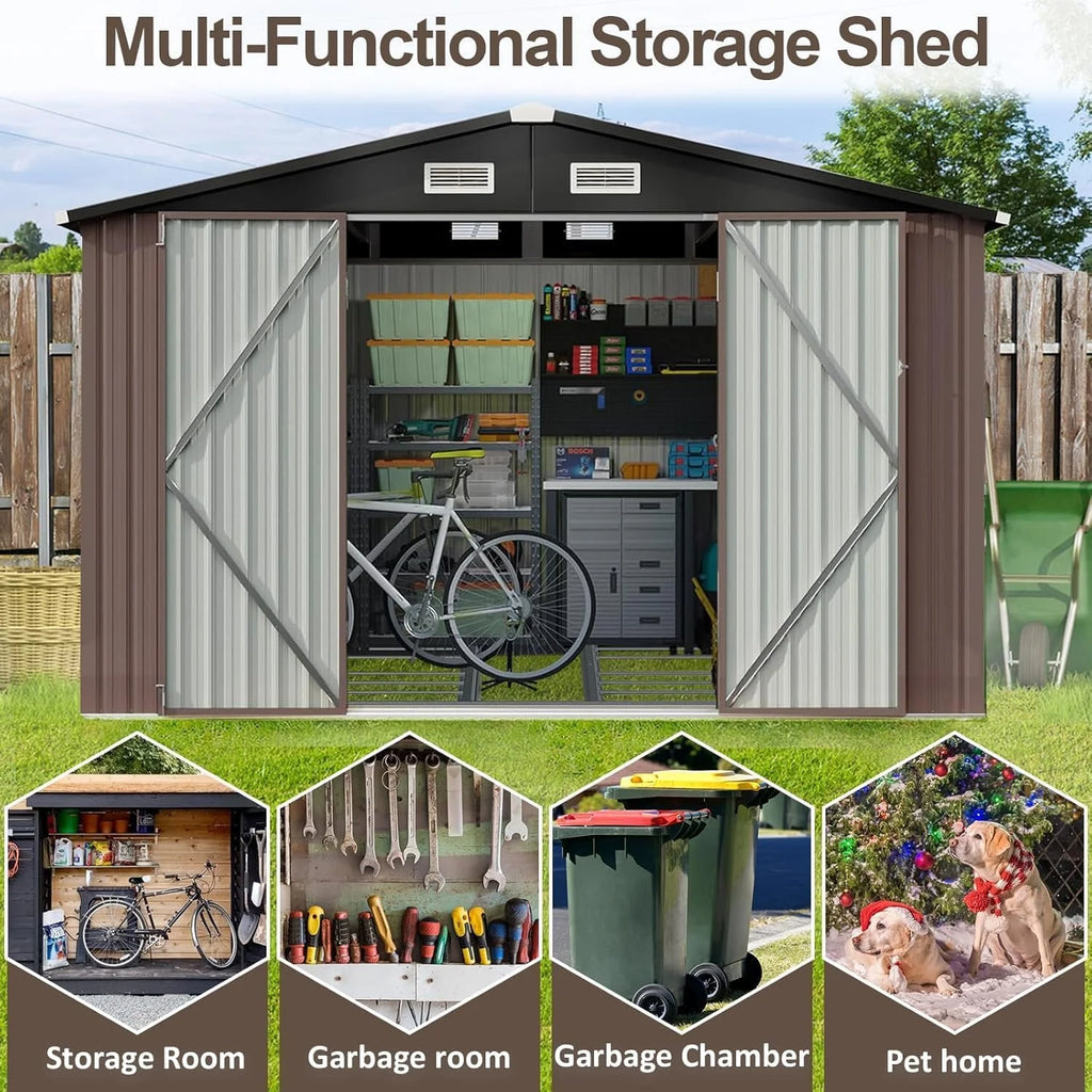 Aoxun 6.2x4 FT Shed Outdoor Storage Shed Metal Garden Shed Slooping Roof Tool Shed Bike Shed