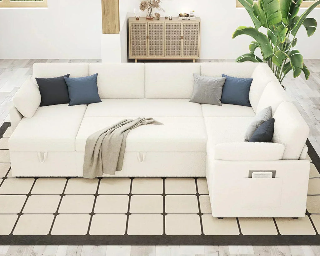 VanAcc Sofa Bed Sleeper Sofa with Storage Chaise 2 in 1 Pull Out Couch Living Room