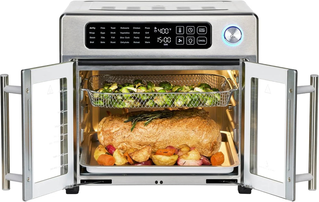 Extra Large French Door Air Fryer Toaster Oven Combo 24 Cooking Functions Digital Controls