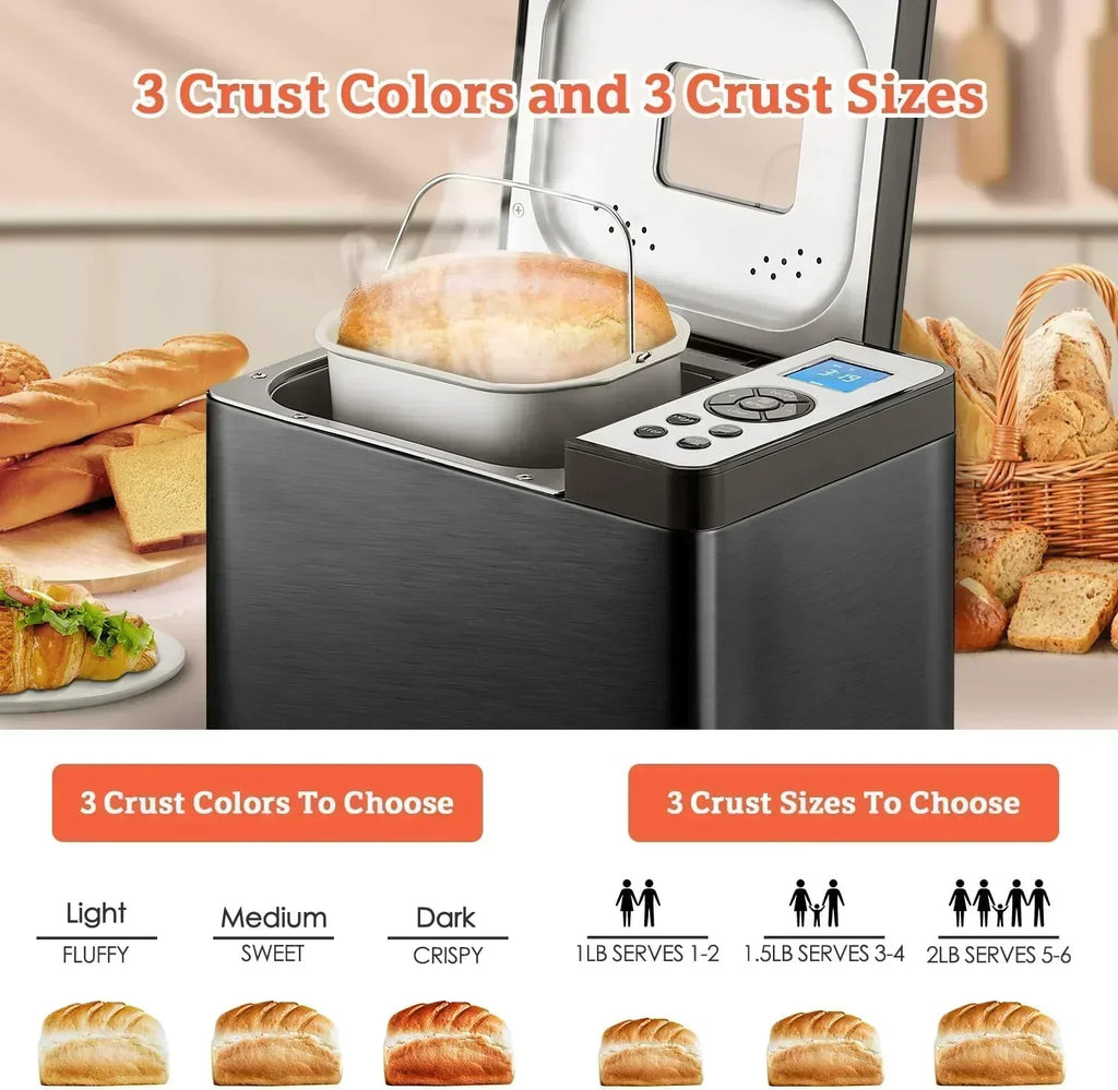 KBS 2LB Bread Maker 19-in-1 Automatic Stainless Steel Bread Maker with Ceramic Pot