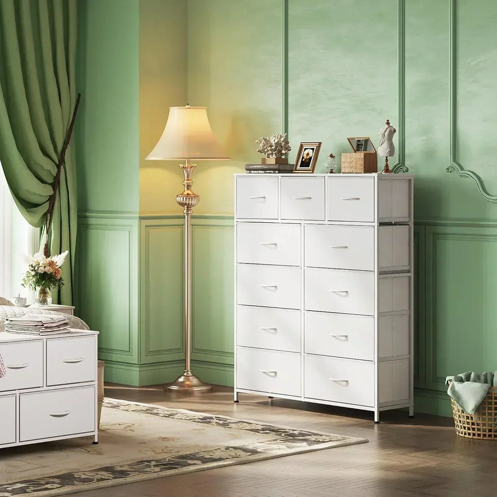 Storage Organizer Unit 11 Fabric Bins Storage Drawers Organizer Steel Frame Tall Storage Tower