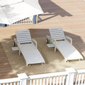 Pool Chaise Lounge Chairs Set of 4 5-Position Adjustable Outdoor Patio Lounge Chairs Wood Reclining Chaise Lounger Chair with Pullout Side Table