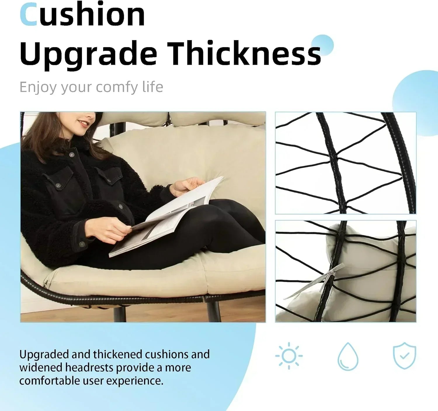 Double Egg Chair wth Stand Hammock Swing Chair Foldable Hanging Loveseat UV Resistant