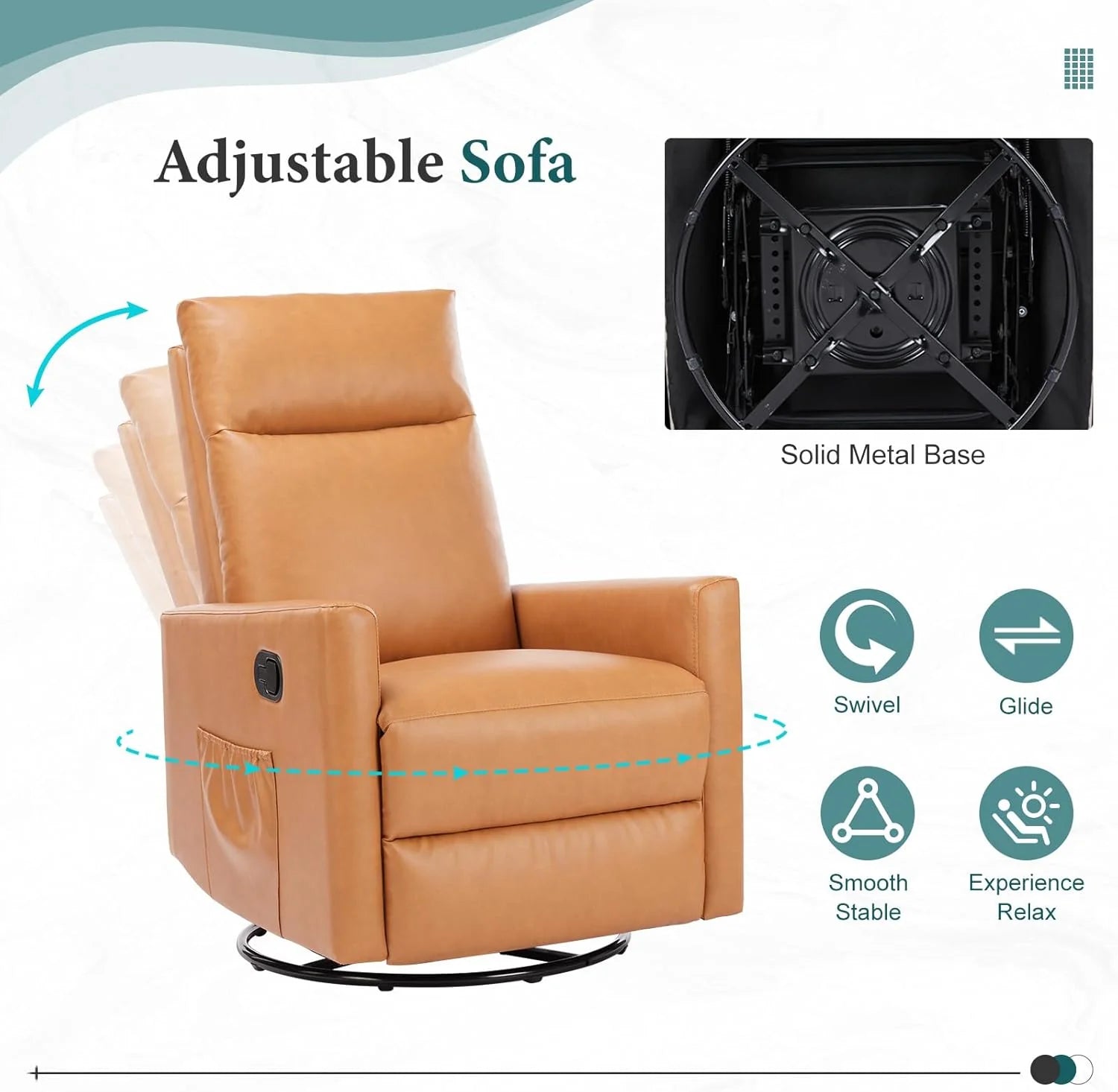 Swivel Rocking Recliner Chair with Extra Large Footrest High Back, Upholstered Glider Nursery Chair for Living Room, Bedroom & Nursery, Comfortable Deep Seat for Relaxation, Grey