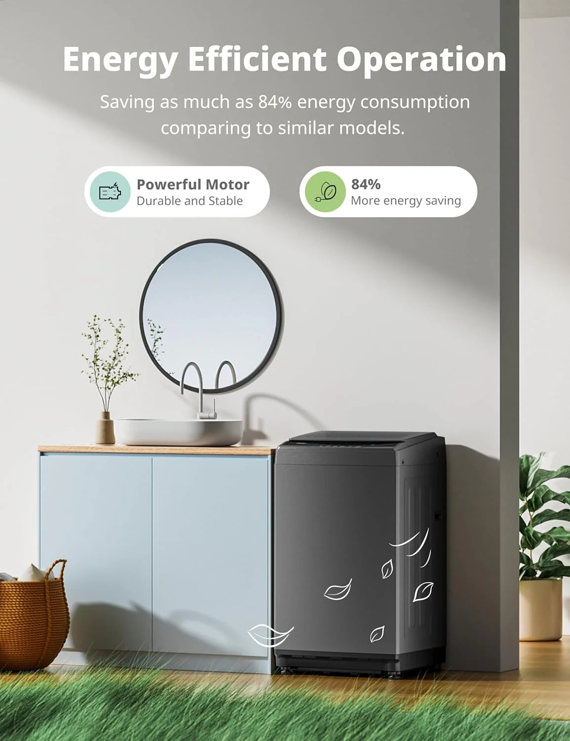 Comfee Portable Washing Machine 0.9 Cubic Feet Compact Washing Machine with LED Display 2 Built-in Drums Space Saving Fully Automatic Washing Machine