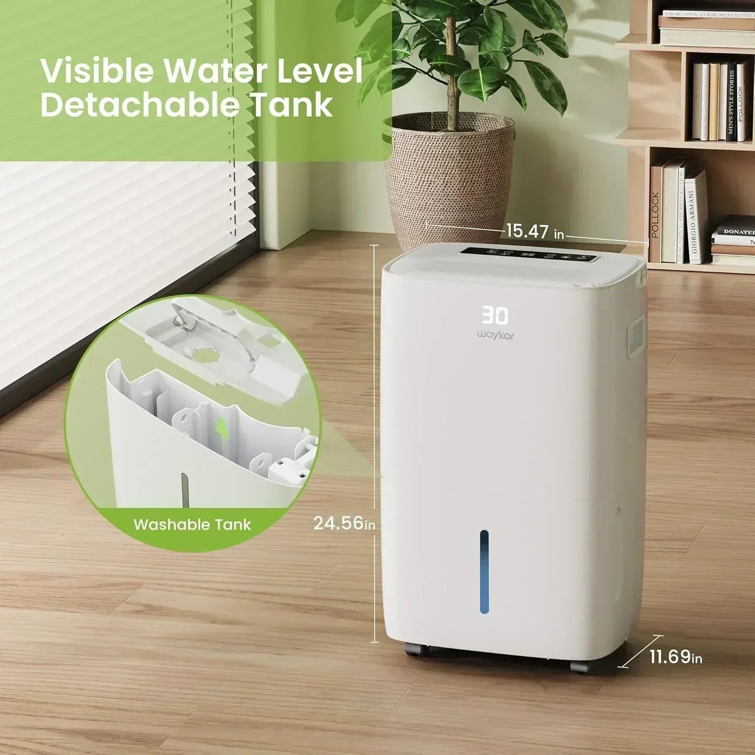 Waykar 2000 Sq Ft Dehumidifier for Home and Basements with Auto or Manual Drainage