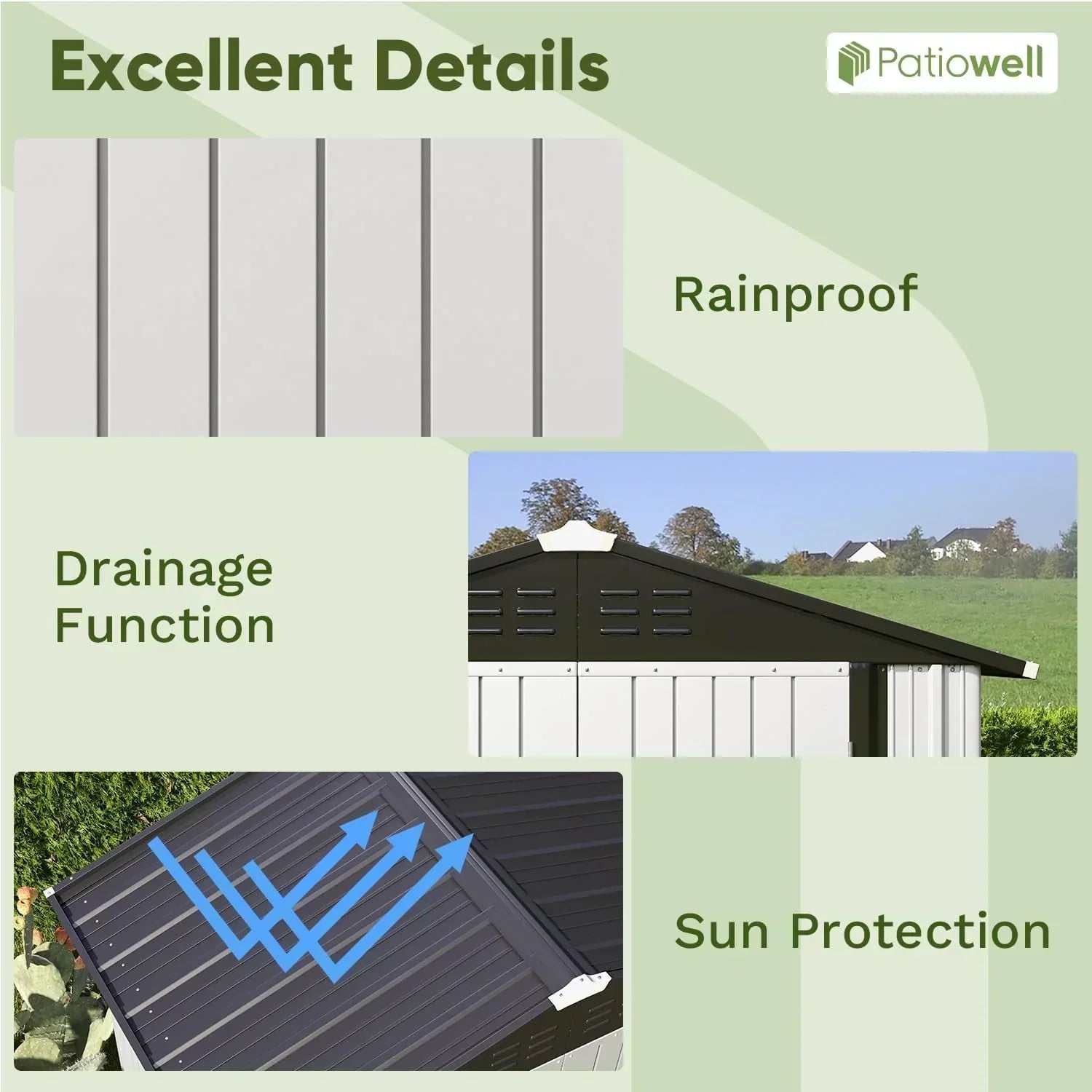 Patiowell 5x3 FT Outdoor Storage Shed Tool Shed with Sloping Roof and Lockable Door Metal Shed