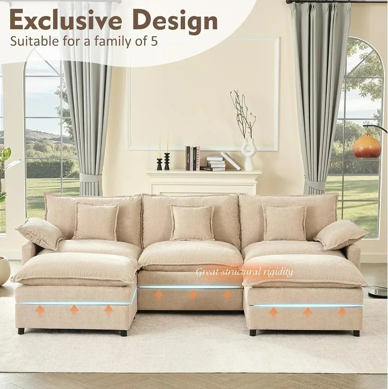 108 U-shaped sofa modular sofa three-seater comfortable cloud sofa