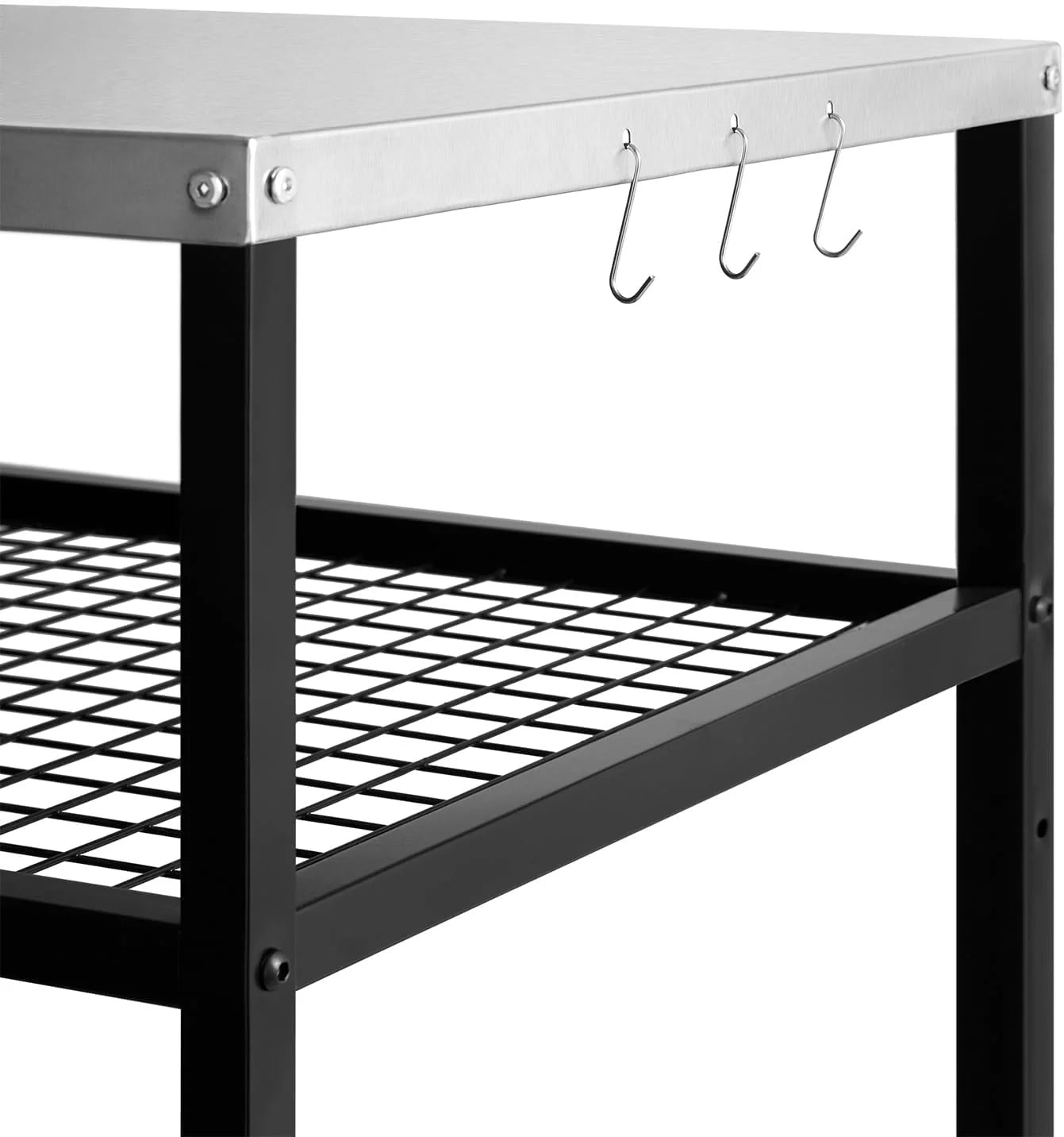 Stainless Steel Outdoor Grill Cart Pizza Oven Stand Trolley Table with Wheels Three-Shelf Movable Food Prep and Work Table Heavy Duty Grill Carts Outdoor Cart 31.5×24×35.5