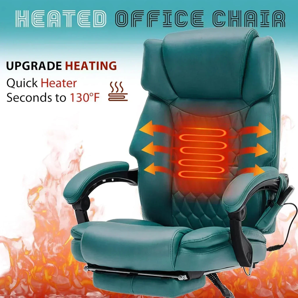 Massage Office Chair with Footrest 6 Point Vibration and Heating Home Office Desk Chair