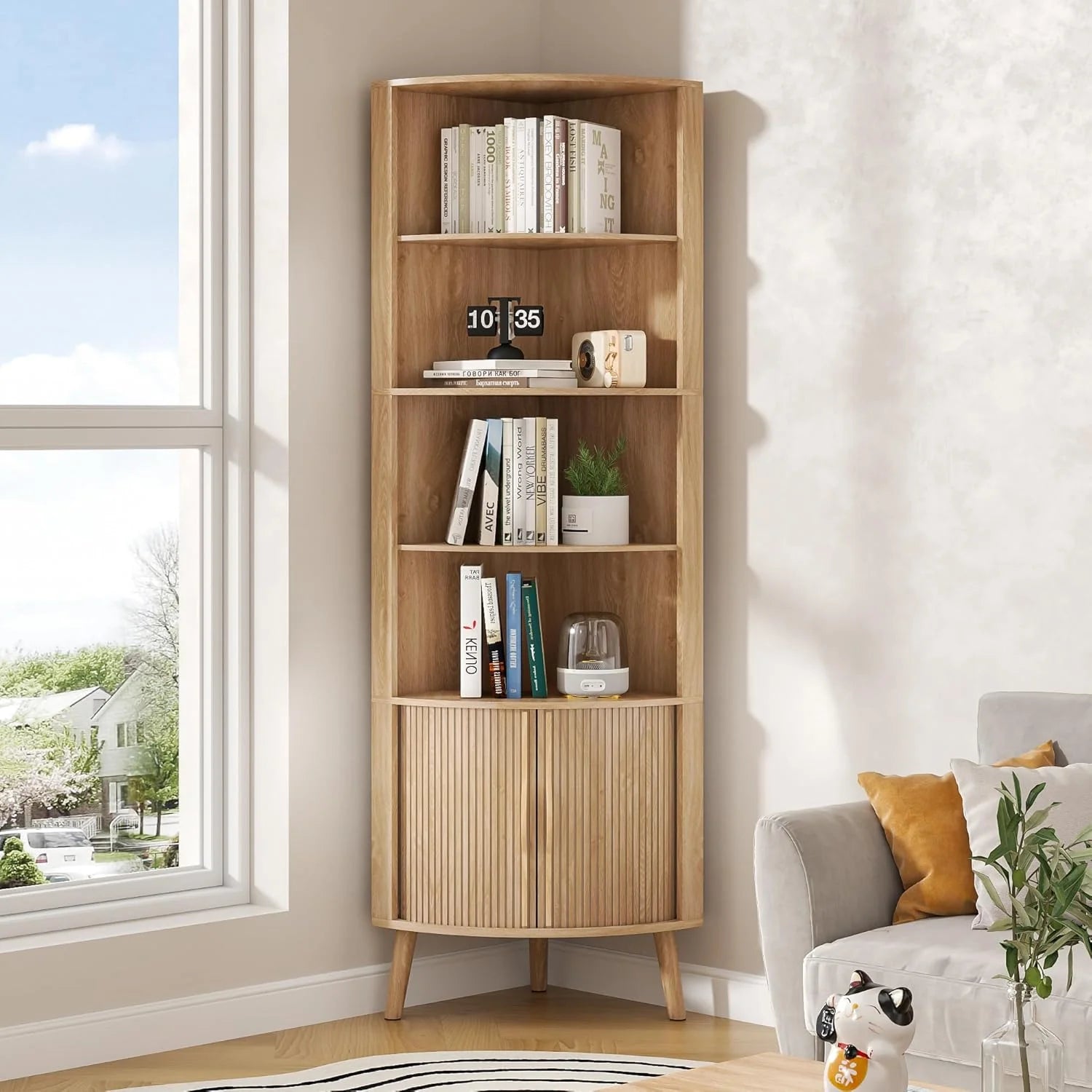 Corner Cabinet, 66.73'' Tall Modern Corner Bathroom Storage Cabinet