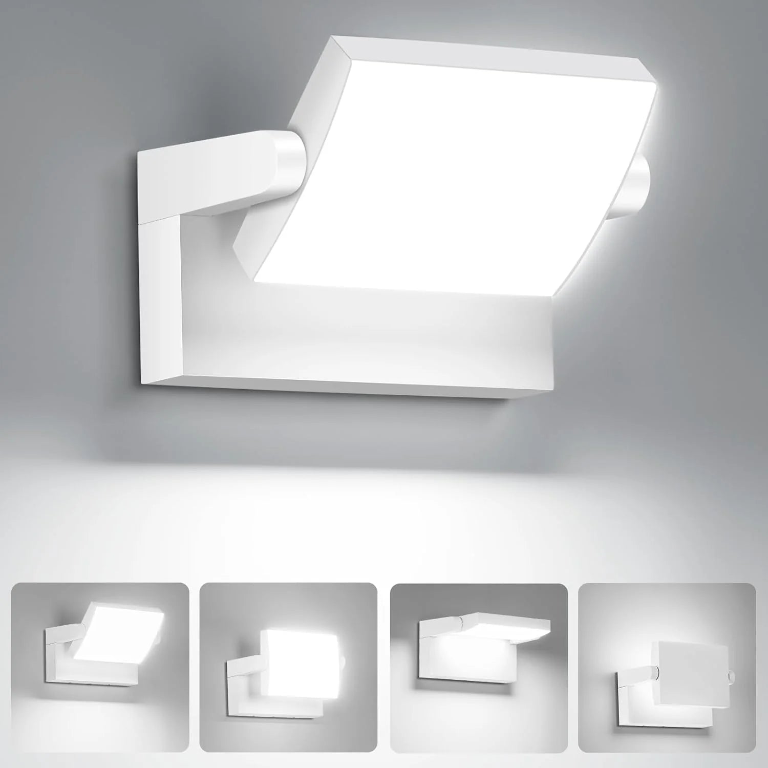 Outdoor LED Wall Light 40W Adjustable Modern Exterior Wall Mount Fixture 6000K Waterproof Black Lighting for Home and Yard
