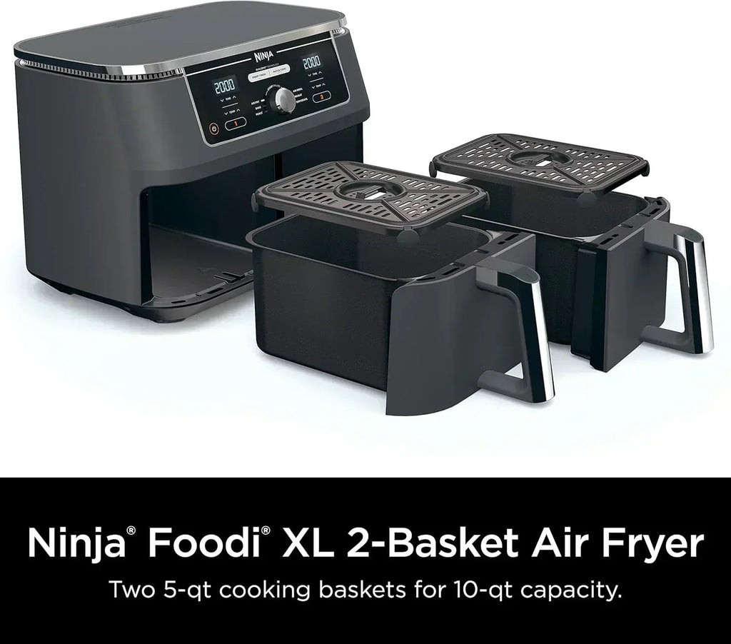 Ninja Foodi 6-in-1 FlexBasket Air Fryer with 7 QT MegaZone Basket Divider for Large Proteins