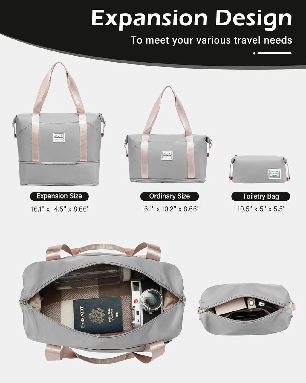 LONG VACATION 6 Piece Luggage Set Carry on Suitcase with ABS+PC hardshell, Spinner Wheels & YKK Zipper TSA Lock