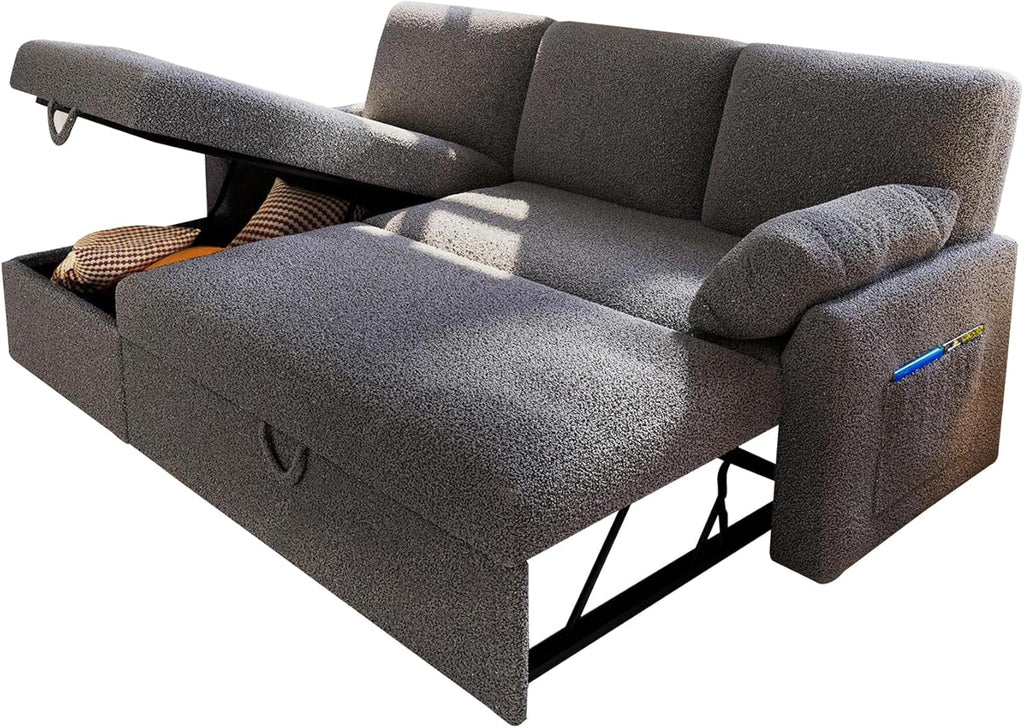 VanAcc Sofa Bed Sleeper Sofa with Storage Chaise 2 in 1 Pull Out Couch Living Room