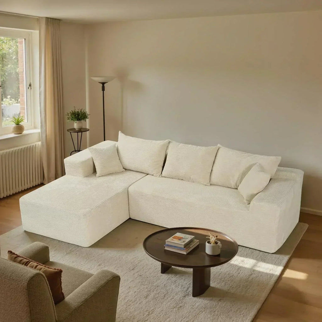 Cloud sofa with L-shaped lounge chair modern modular sofa with deep seats