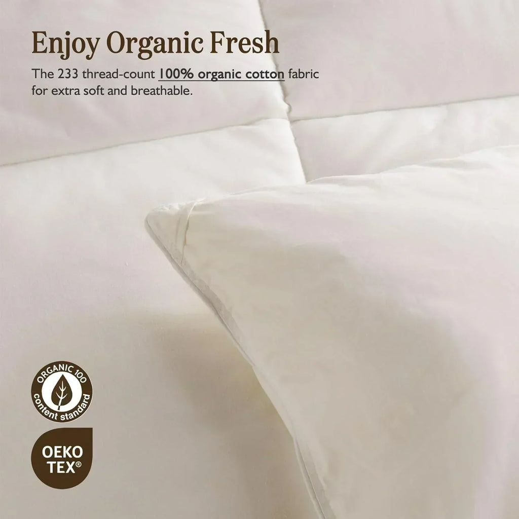 Organic down comforter queen size fluffy down core 100% cotton cover fluffy down filling